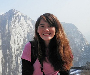 Sarahann Yeh with mountains in background